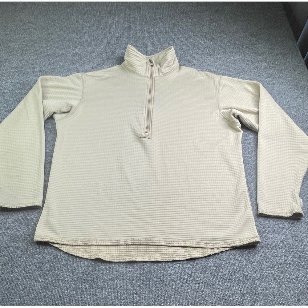 Military Gen III L2 Shirt Mens Large Tan Waffle Grid Fleece Quarter Zip Pullover